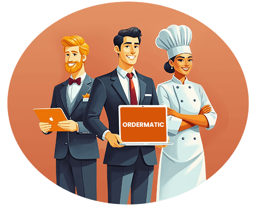 Restaurant staff managing inventory with ordermatic software